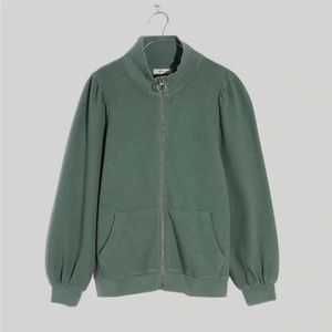 Madewell Sage Green Garment-Dyed Terry Zip-Up Lightweight Sweatshirt Size M